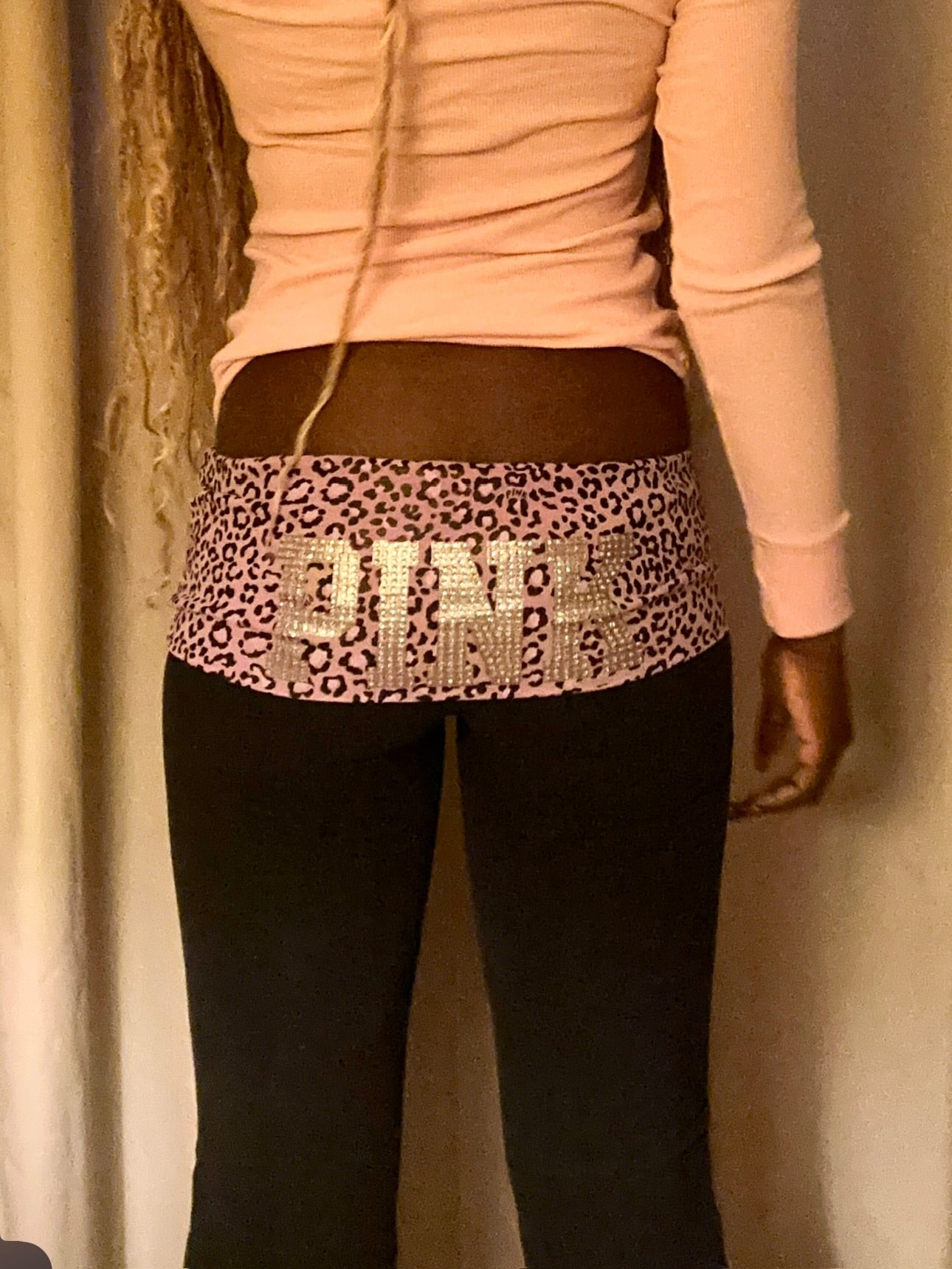 2000s vintage foldover flared mcbling VS PINK leggings