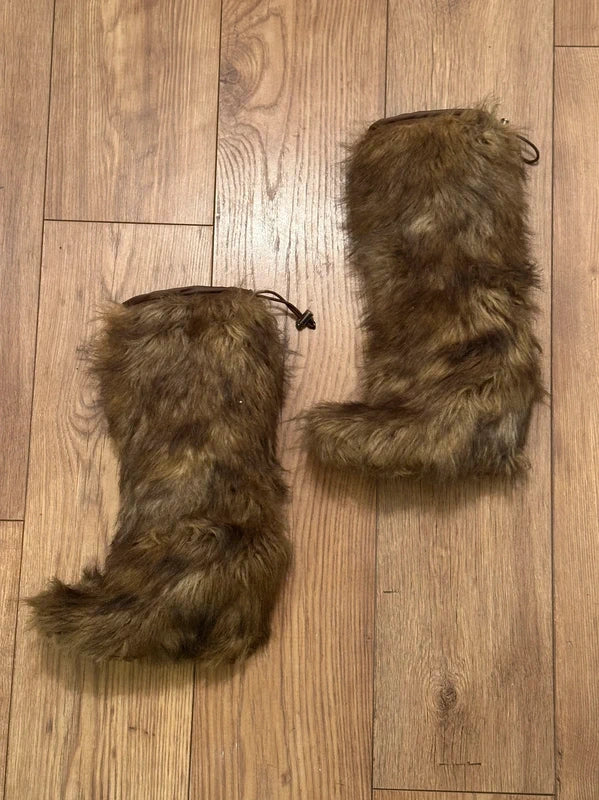 rare vintage prada faux fur wedge boots 2000s y2k winter