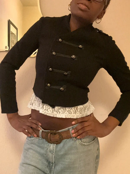 vintage 2000s military jacket black