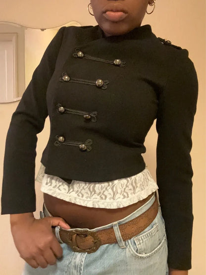 vintage 2000s military jacket black