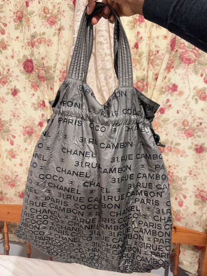 swag metallic 2000s chanel rue cambon oversized tote