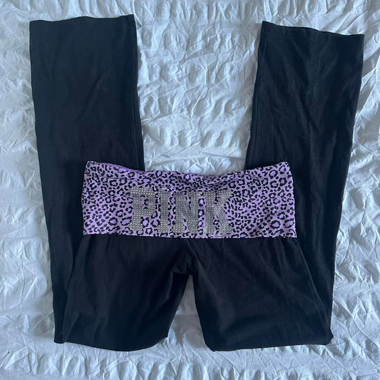 2000s vintage foldover flared mcbling VS PINK leggings