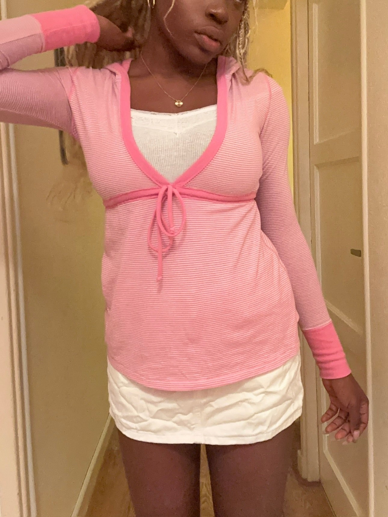 rare vintage 2000s vs pink babydoll striped hoodie top