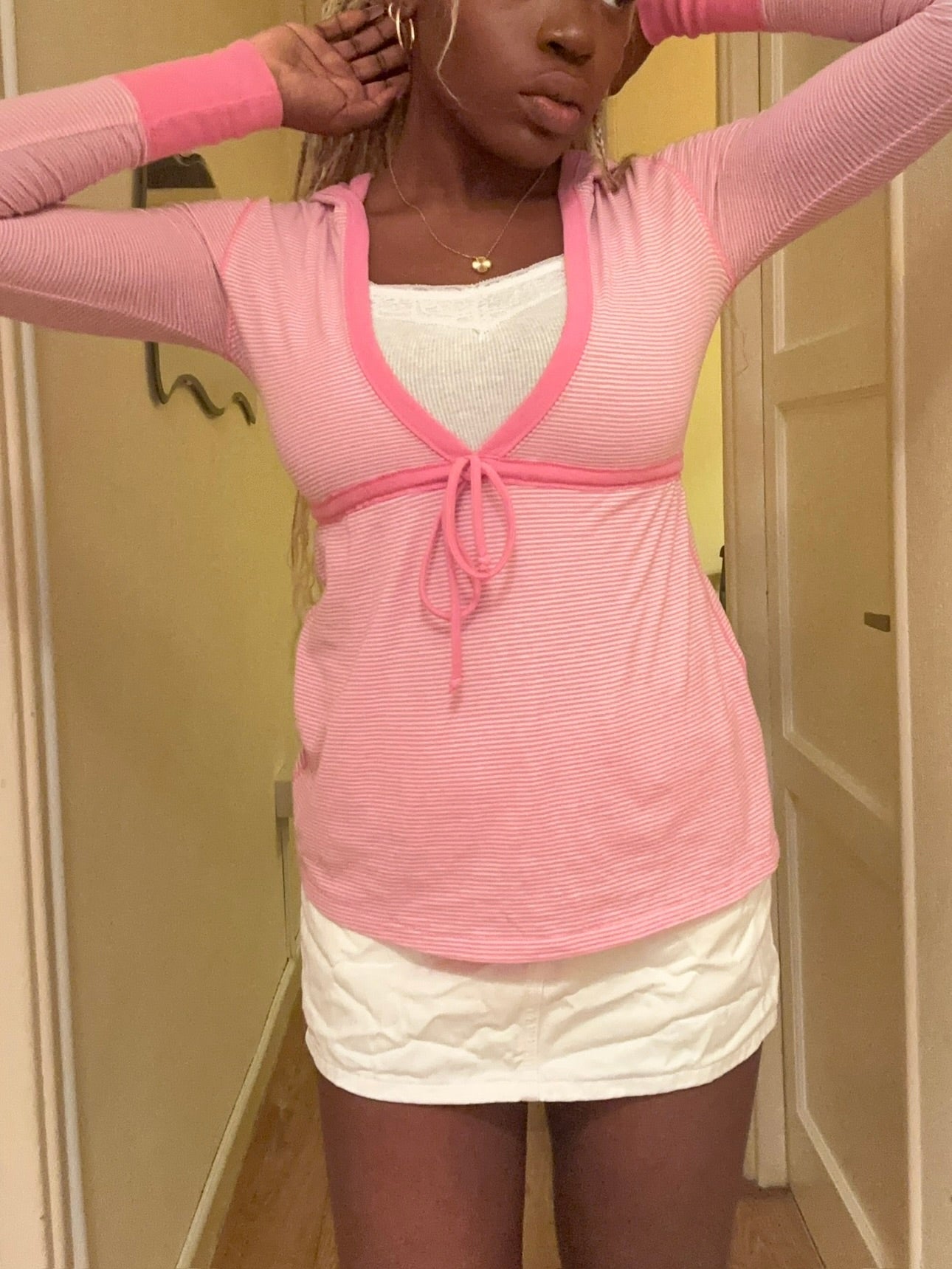 rare vintage 2000s vs pink babydoll striped hoodie top