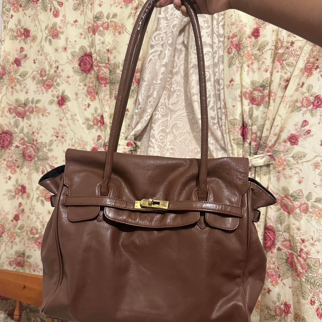 vintage 2000s slouchy Italian brown leather firkin bag