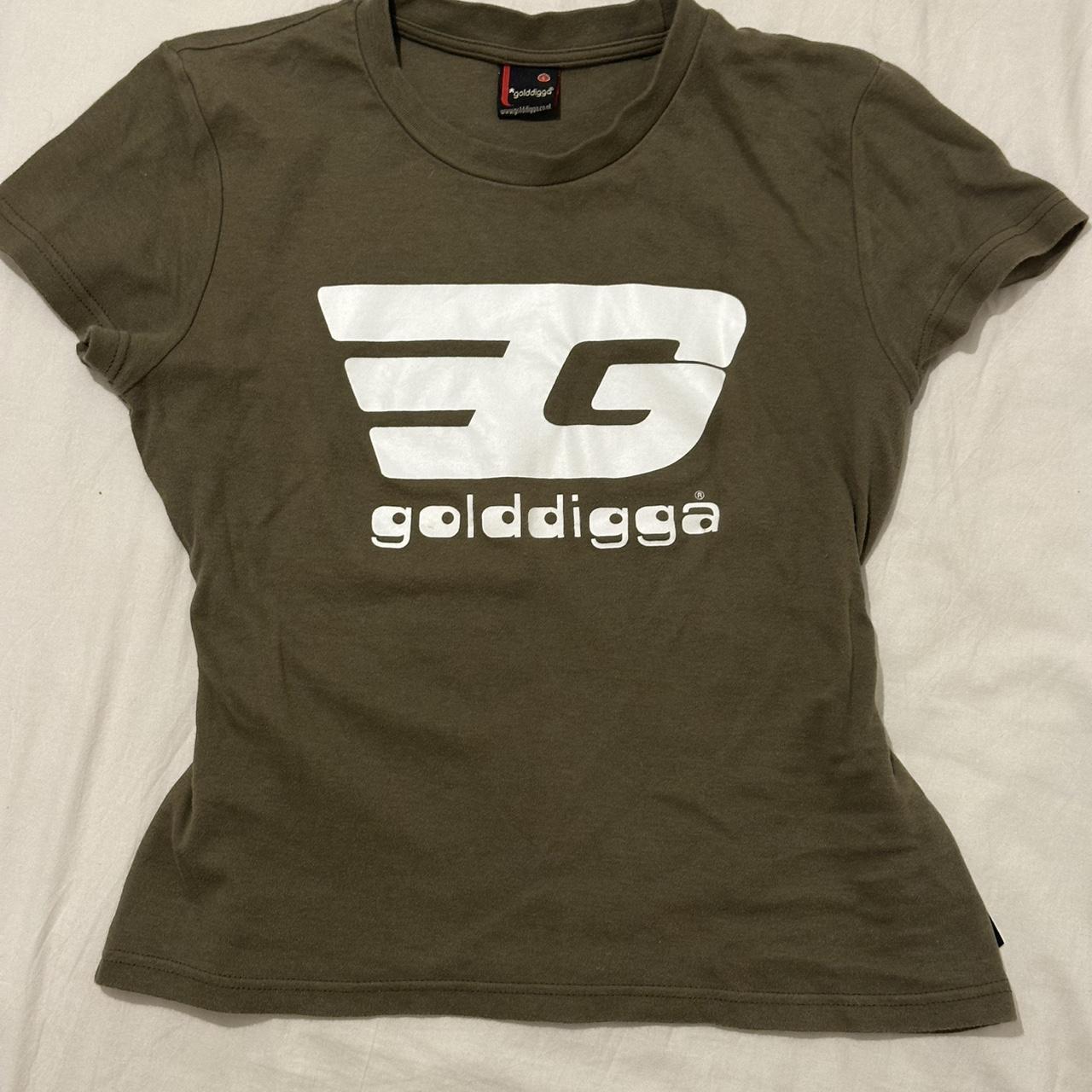 golddigga baby tee vintage 2000s olive green