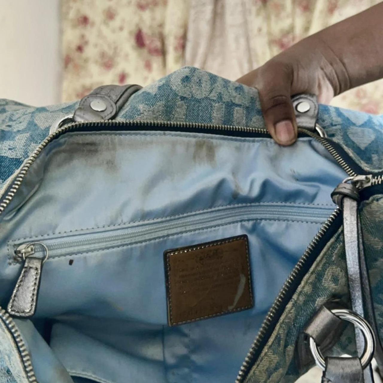 vintage 2000s coach poppy denim tote bag (large)