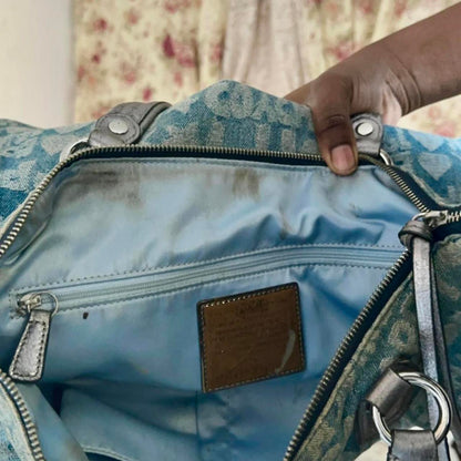 vintage 2000s coach poppy denim tote bag (large)