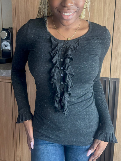 vintage burberry frill-front henley top 2000s