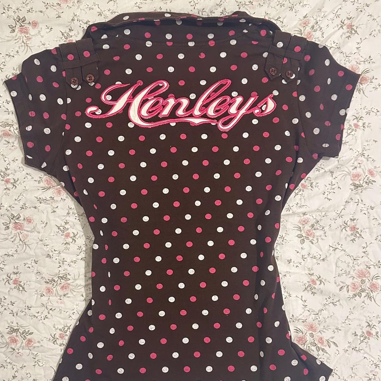 2000s henleys polka dot tee in brown/pink