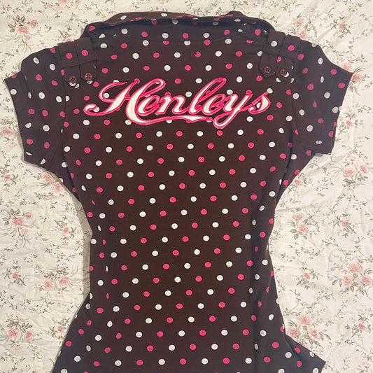 2000s henleys polka dot tee in brown/pink