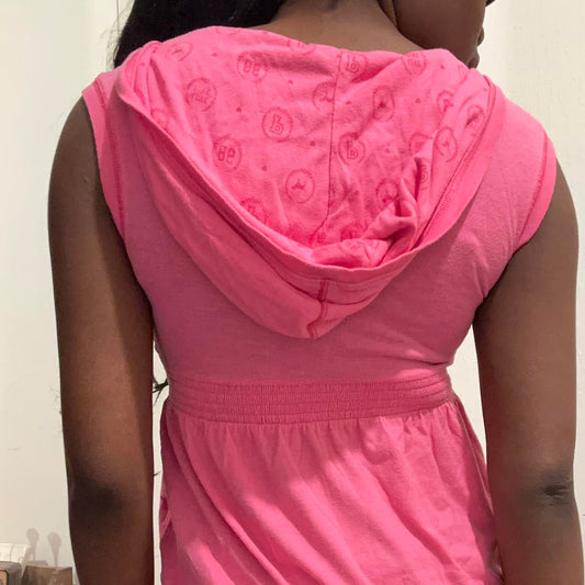 2000s victoria’s secret pink hooded babydoll top