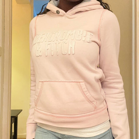 vintage 2000s abercrombie slim fit baby pink hoodie