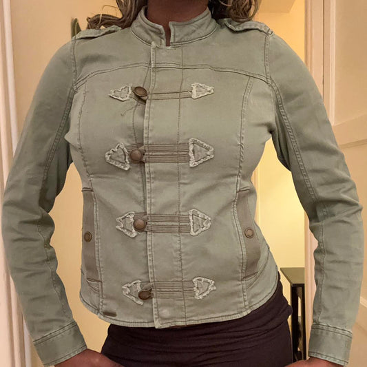 vintage 2008 hollister khaki military jacket y2k