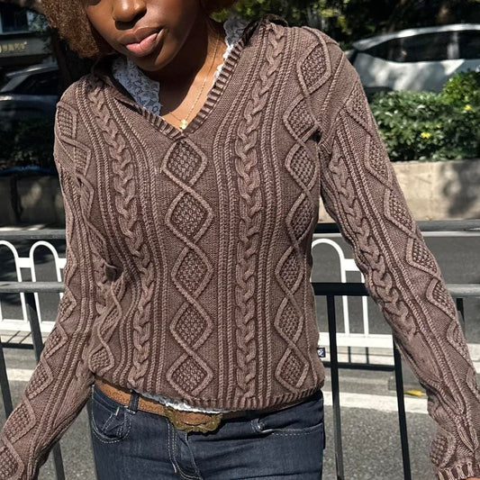 vintage 2000s polo jeans ralph lauren hooded cable knit cardigan