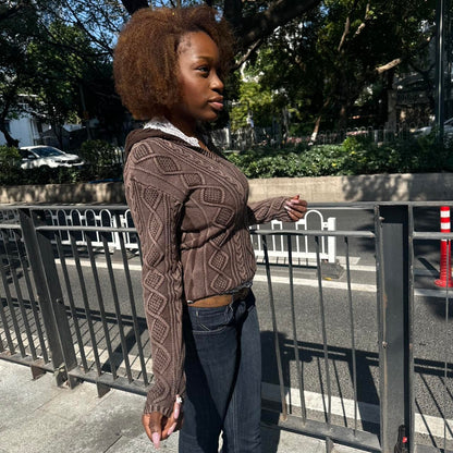 vintage 2000s polo jeans ralph lauren hooded cable knit cardigan