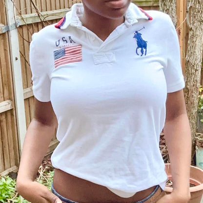 vintage 2000s ralph lauren usa big logo polo