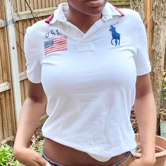 vintage 2000s ralph lauren usa big logo polo