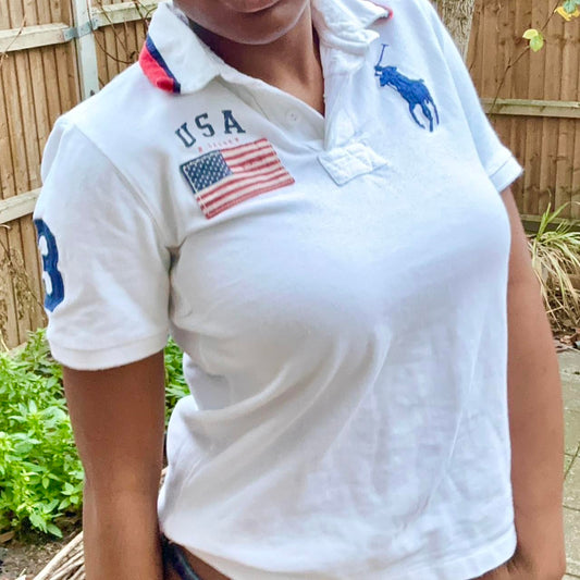vintage 2000s ralph lauren usa big logo polo