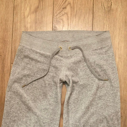 grey 2000s juicy couture velour low rise wide leg jogger sweatpants