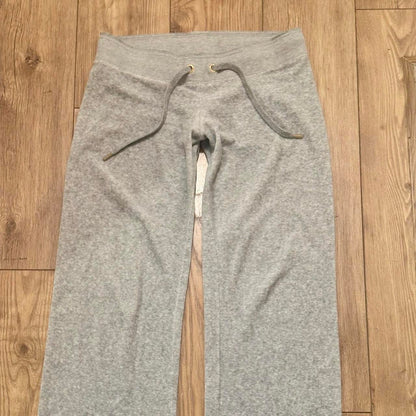 grey 2000s juicy couture velour low rise wide leg jogger sweatpants