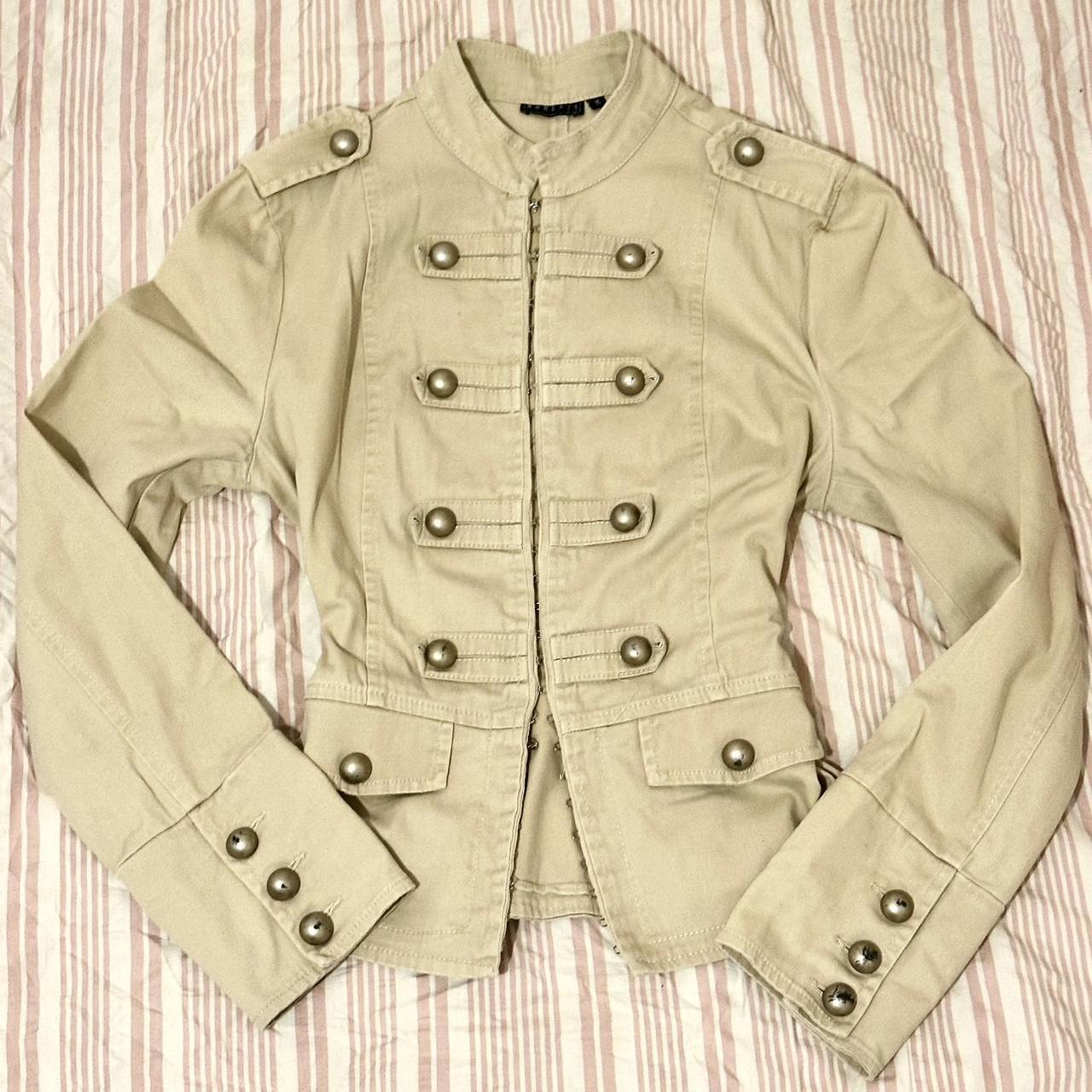 vintage military style beige fitted jacket